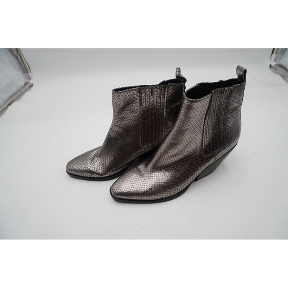 MICHAEL Michael Kors Sinclair Metallic Grey Snakeskin Embossed Booties Sz  6.5M - Picture 3 of 9